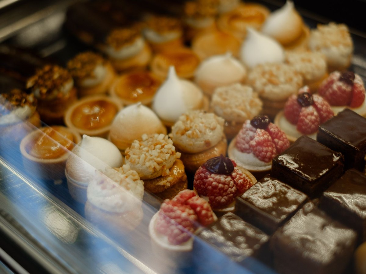 Assorted fresh pastries on display